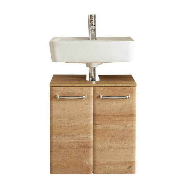 Dulap fără chiuvetă în culoare naturală suspendat cu aspect de lemn de stejar 53x60 cm Quickset 318 – Pelipal