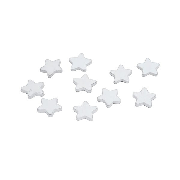 Set 10 decorațiuni din lemn Ego Dekor Star, alb