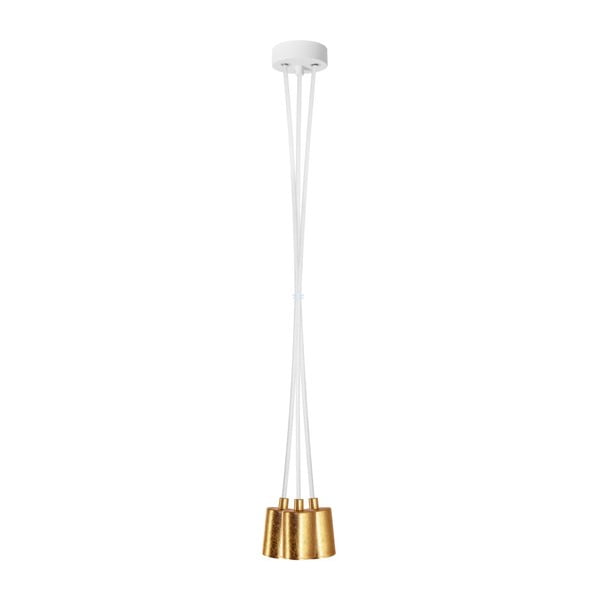 Lampă de tavan cu 3 cabluri Bulb Attack Cero, alb - auriu 