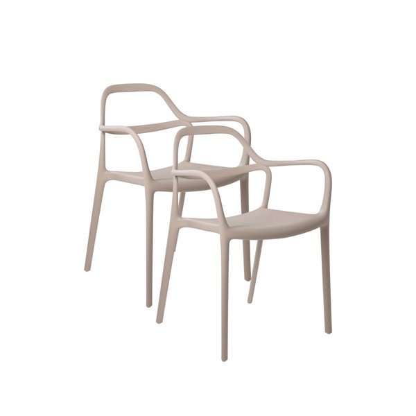 Scaune de dining bej cu cotiere/stivuibile 2 buc. din plastic Karlaby – Jotex