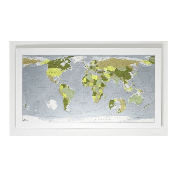 Hartă magnetică a lumii Colour World Map, 130 x 72 cm, verde