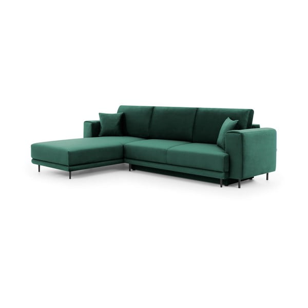 Colțar verde extensibil/cu spațiu de depozitare cu tapițerie din catifea (cu colț pe partea stângă/cu șezlong) Dalia – ELTAP-image-2