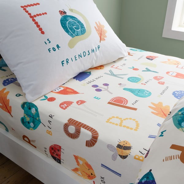 Cearceaf pentru copii pentru pat de o persoană cu elastic 135x190 cm Woodland Alphabet – RHS