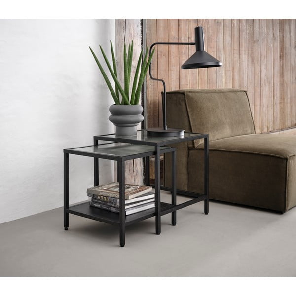 Măsuțe auxiliare 2 buc. din sticlă 50x50 cm Bronco – Unique Furniture-image-1