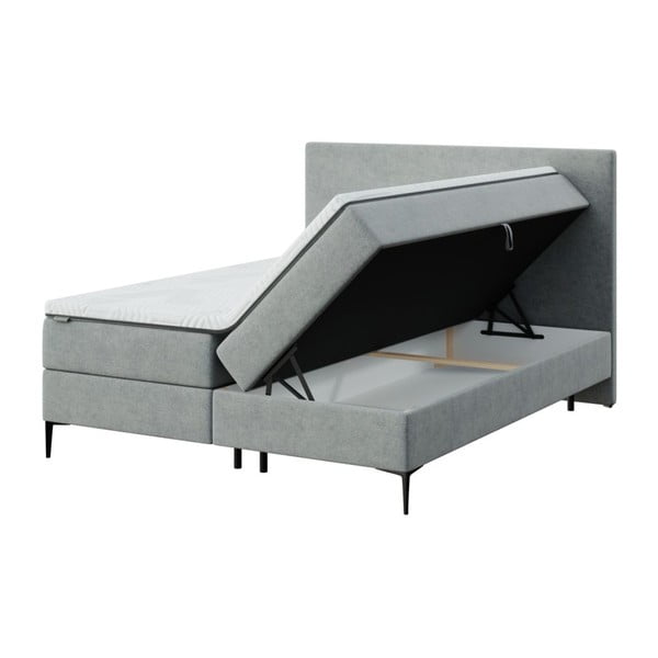 Pat boxspring gri cu spațiu de depozitare 160x200 cm Bufo – MESONICA-image-2