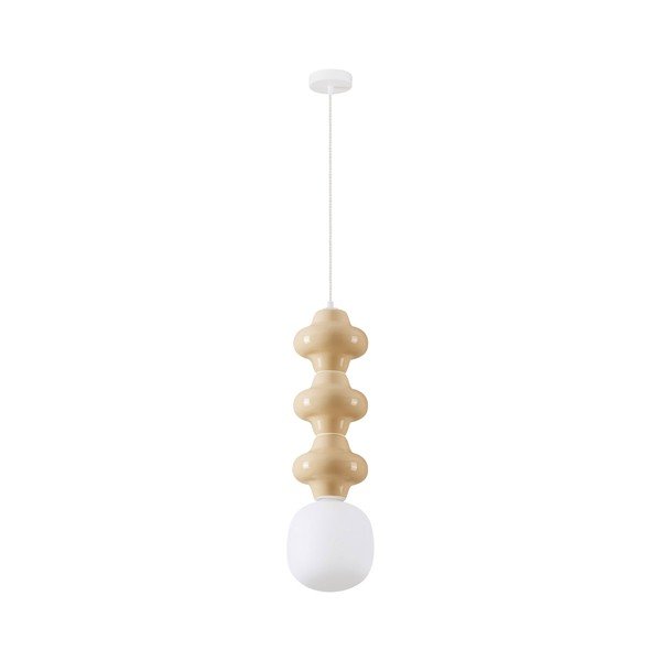 Lustră albă/crem din ceramică cu abajur din sticlă ø 18 cm Clio – Nova Luce