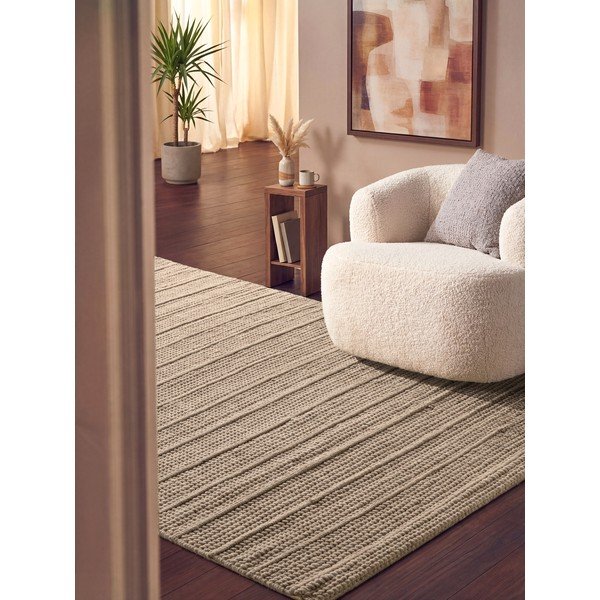 Covor bej țesut manual din lână 80x150 cm Camden Parker – Ted Baker-image-1