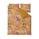 Lenjerie de pat din bumbac satinat pentru pat dublu Bonami Selection Blossom, 200 x 200 cm, ocru