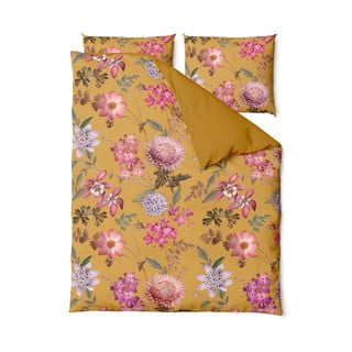 Lenjerie de pat din bumbac satinat pentru pat single Bonami Selection Blossom, 140 x 200 cm, ocru