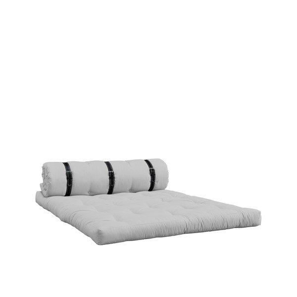 Canapea extensibilă cu detalii din piele și cusătură albă Karup Buckle Up Light Grey-image-1
