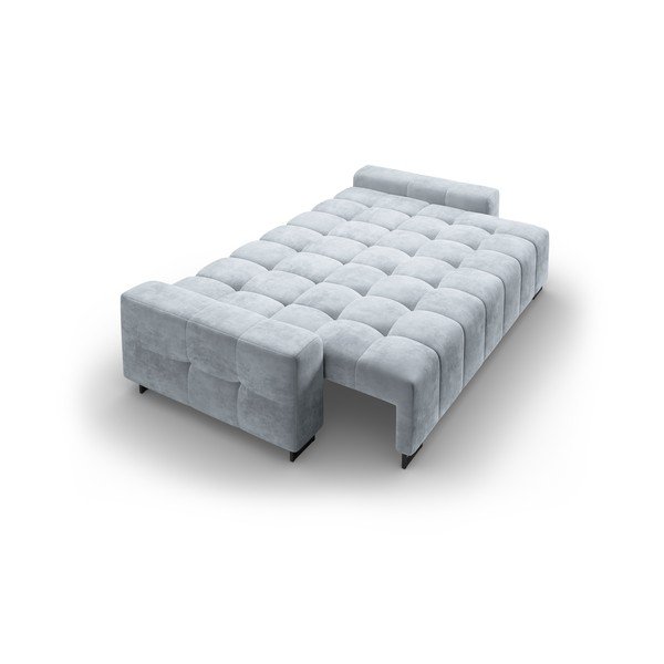 Canapea albastru-deschis extensibilă, cu spațiu de depozitare cu tapițerie din catifea 250 cm Wicklow – Cosmopolitan Design-image-4