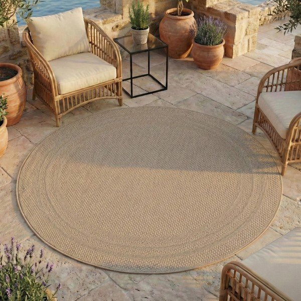 Covor pentru exterior și interior bej rotund ø 120 cm Desert 1304 – Ayyildiz Carpets-image-1