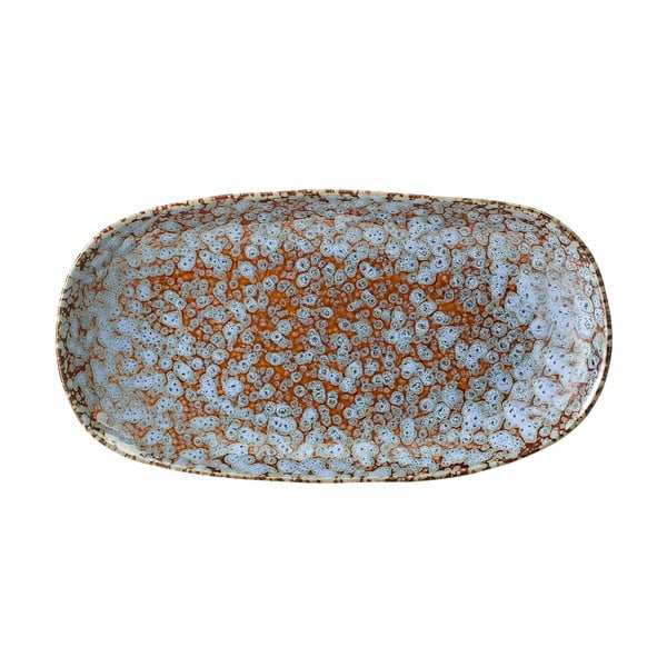 Platou din gresie ceramică Bloomingville Paula, 23,5 x 12,5 cm, maro-albastru