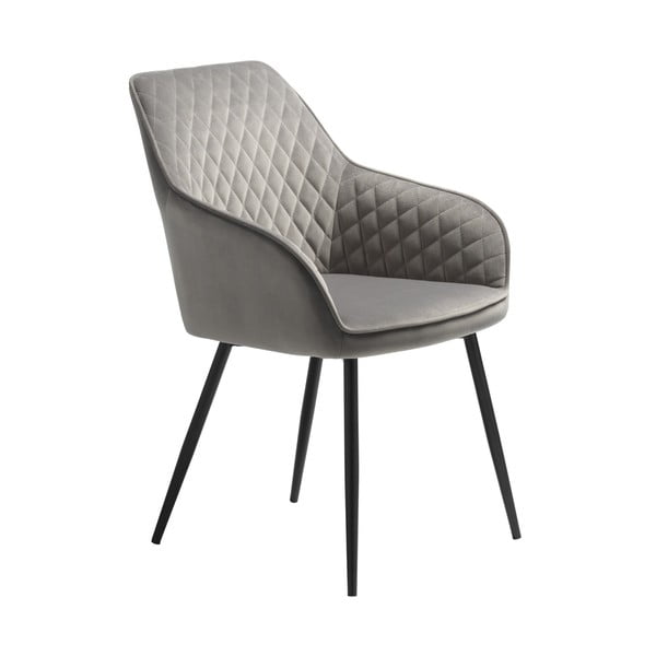 Scaun de sufragerie gri deschis cu cotiere tapițat Milton – Unique Furniture