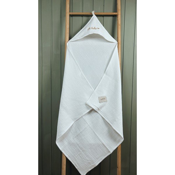 Prosop cu glugă pentru copii alb din muselină 85x85 cm Muslin – Malomi Kids-image-4