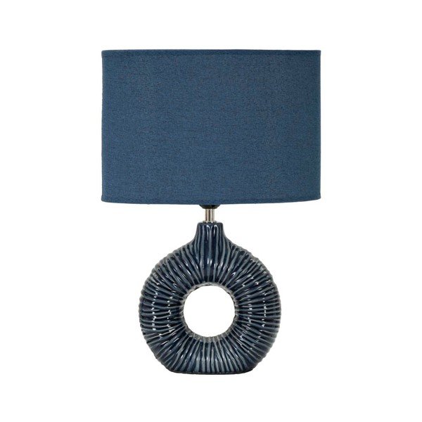 Veioză albastră din ceramică cu abajur textil (înălțime 43 cm) Seta – Mauro Ferretti