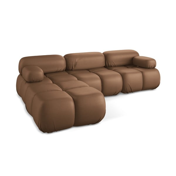 Colțar modular maro cu tapițerie din imitație de piele Lokua – Makamii-image-4