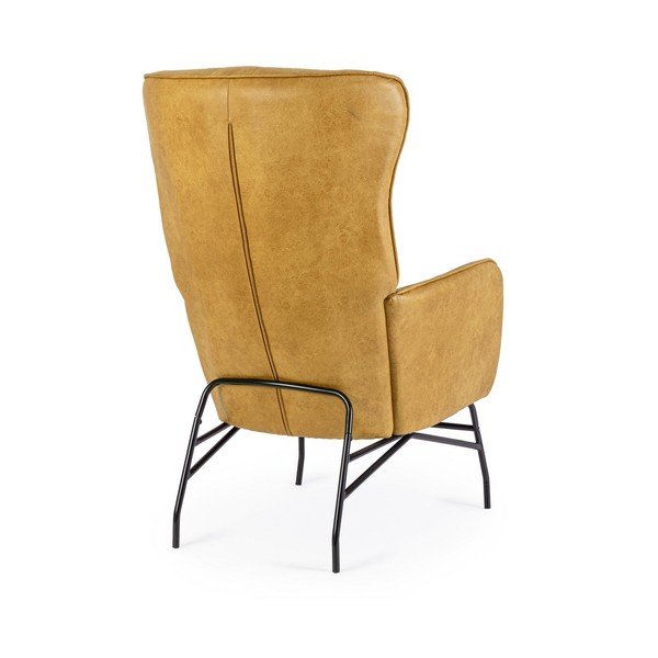 Fotoliu galben muștar cu tapițerie din imitație de piele Nasira – Bizzotto-image-4