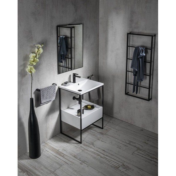 Suport metalic de perete pentru prosoape Sapho Ska, negru-image-1