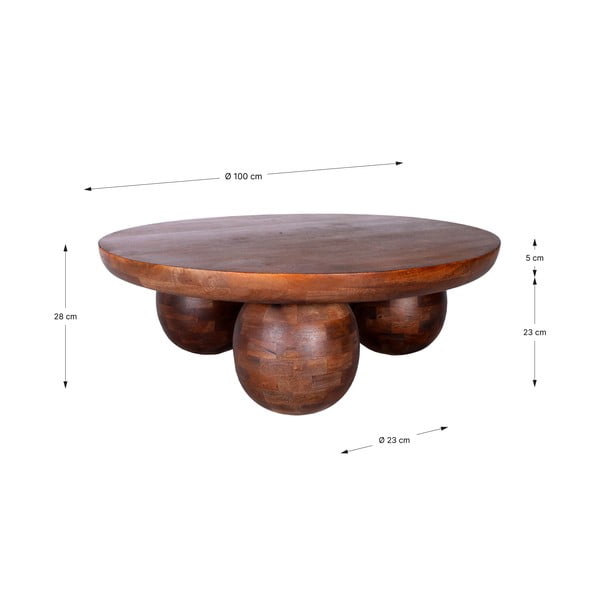 Măsuță de cafea maro rotundă din lemn de mango ø 100 cm Ailen – MOME-image-2