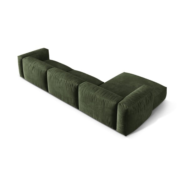 Colțar modular verde cu tapițerie din catifea (cu colț pe partea stângă/cu șezlong) Martina – Micadoni -image-3