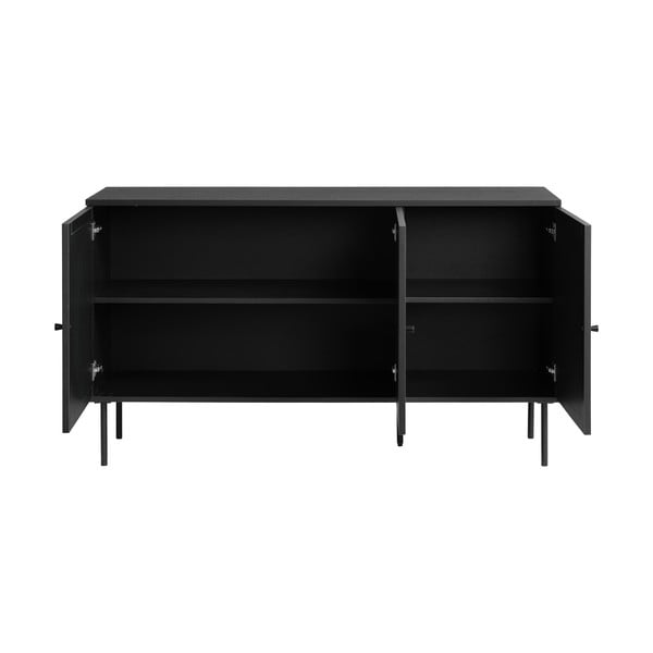 Comodă neagră joasă cu aspect de lemn de stejar 140x80 cm Pensacola – Unique Furniture-image-2