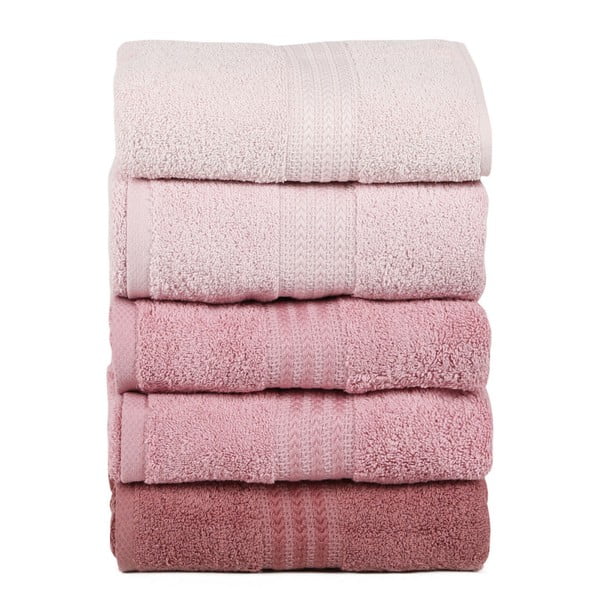 Set 4 prosoape baie Rainbow Powder, 70 x 140 cm, roz pudră-image-1