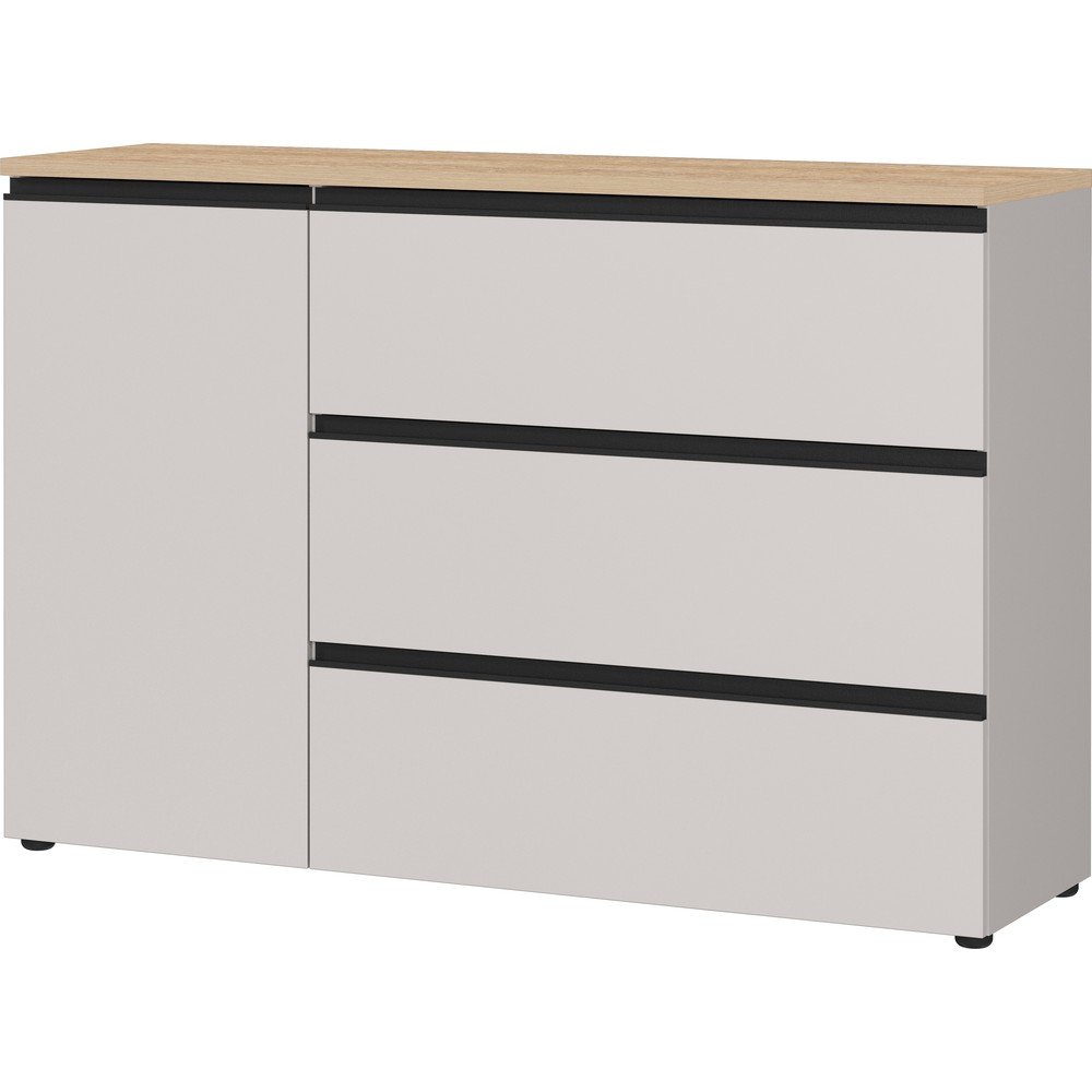 Comodă grej/în culoare naturală deschisă 135x91x41 cm Cormano – Germania