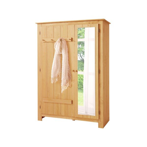 Șifonier în culoare naturală din lemn de pin cu oglindă 120x170 cm Bertram – Støraa-image-1