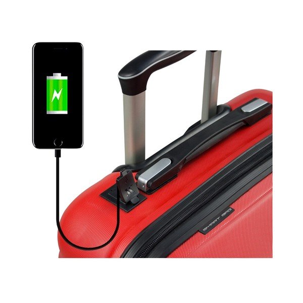 Set 2 valize cu roți și port USB My Valice LASSO Cabin & Medium, roșu-image-2