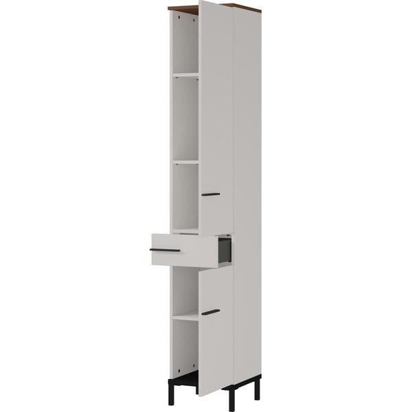Dulap de baie înalt gri-bej cu aspect de nuc 34x190 cm Yonkers - Germania-image-2