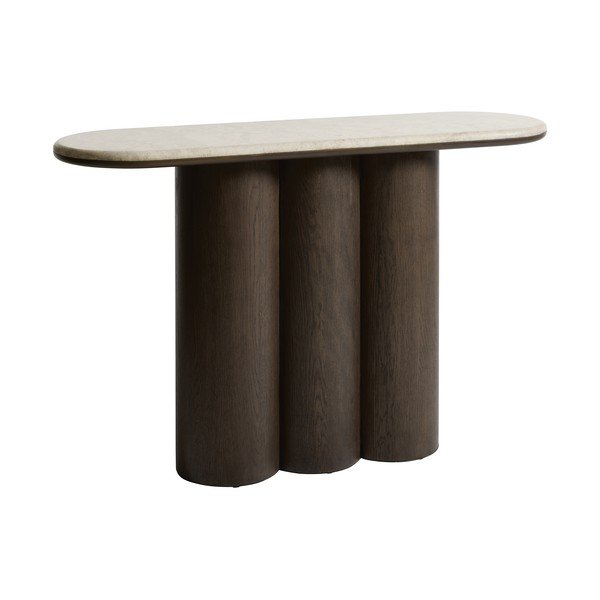 Masă consolă în culoare naturală închisă cu blat din marmură 38x120 cm Piazze – Unique Furniture