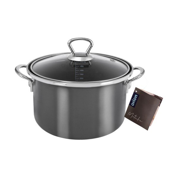 Oală cu capac smalțuită 5 l Metalic – Orion-image-3