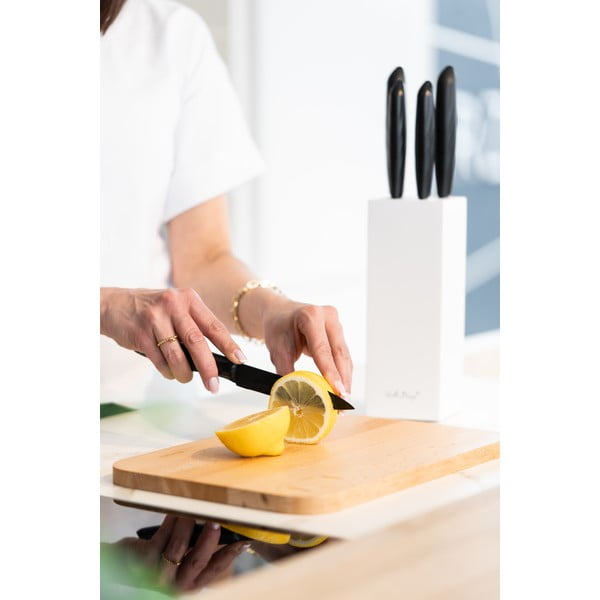 Set 5 cuțite în suport Vialli Design Caro, alb-image-3