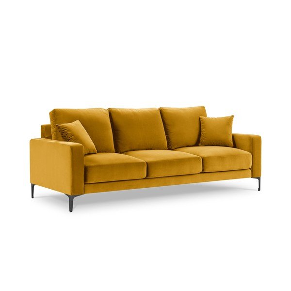 Canapea cu tapițerie din catifea Kooko Home Harmony, 220 cm, galben-image-2