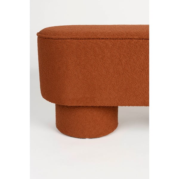 Bancă cărămizie cu tapițerie din țesătură bouclé Marcos – White Label-image-3