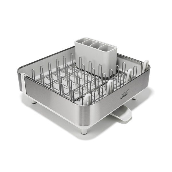 Scurgător de vase argintiu ajustabil din plastic 35,5x38 cm Extend Steel Plus – Joseph Joseph