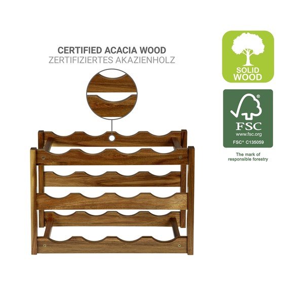 Raft pentru sticle de vin în culoare naturală din lemn de acacia număr de sticle 12 42x28x21 cm Fondi – Wenko-image-4
