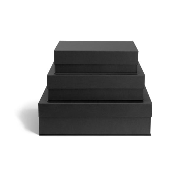 Cutii de depozitare gri-închis 3 buc. din carton cu capac 42,5x29,5x13 cm Kian Paper Laminate – Bigso-image-4