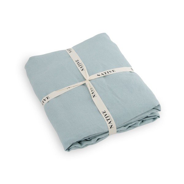 Lenjerie de pat albastru-deschis din in pentru pat de o persoană 135x200 cm Aqua – Native Natural-image-3