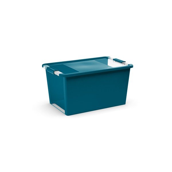 Cutie de depozitare albastru petrol din plastic cu capac 55x35x28 cm Bi-Box – KIS