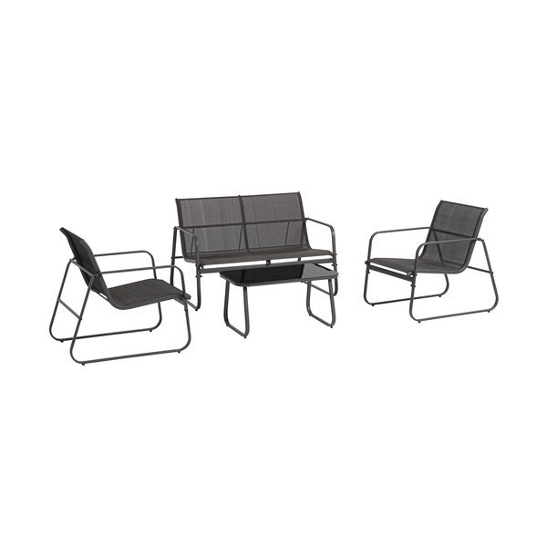 Set mobilier de grădină gri antracit din oțel pentru 4 persoane Gonzalo – Bizzotto-image-1