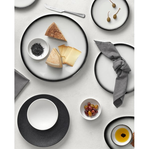 Farfurie ovală din ceramică Maxwell & Williams Caviar, 35 x 25 cm, alb - negru-image-2