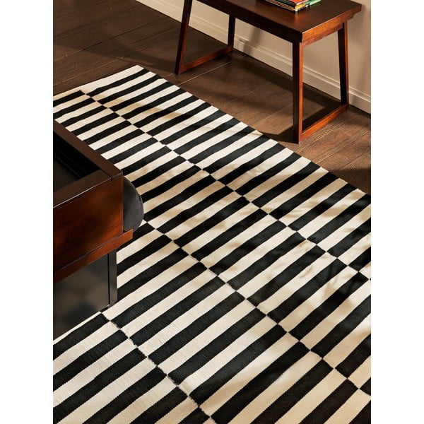 Covor negru-alb reversibil/țesut manual din lână 200x300 cm Donna – Hanse Home-image-3