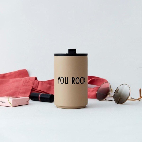 Cană termos bej 350 ml You Rock – Design Letters-image-1