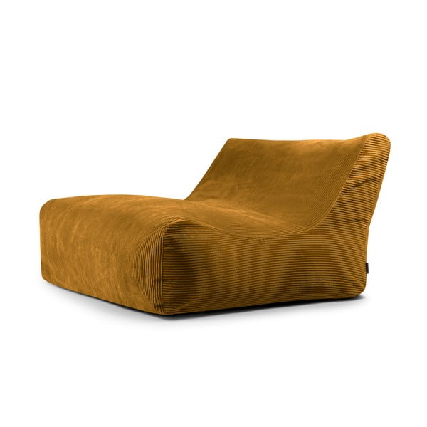 Fotoliu bean bag galben muștar cu tapițerie din catifea reiată Sofa Lounge – SLOWDOWN