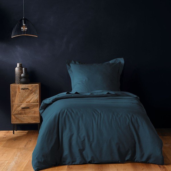 Husă de pilotă petrol din bumbac pentru pat de o persoană 140x200 cm Lina – douceur d'intérieur-image-1