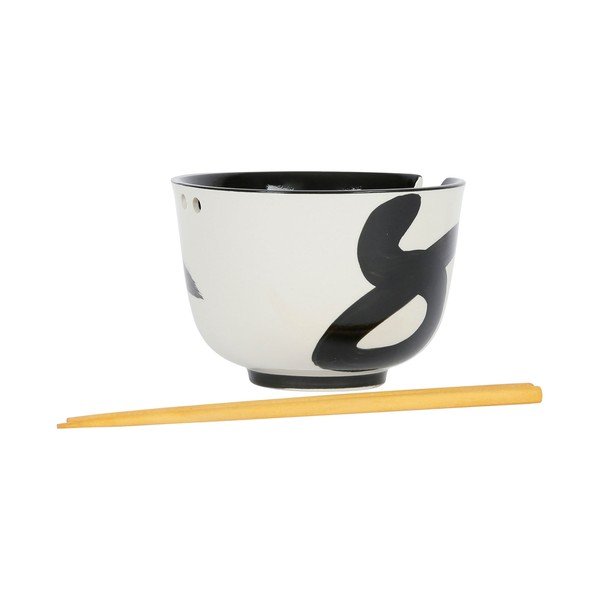 Bol mic negru-alb din gresie ø 13 cm Linge – Sema-image-2