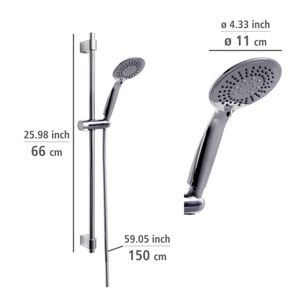 Set de duș argintiu lucios din oțel inoxidabil 66 cm Young – Wenko-image-1