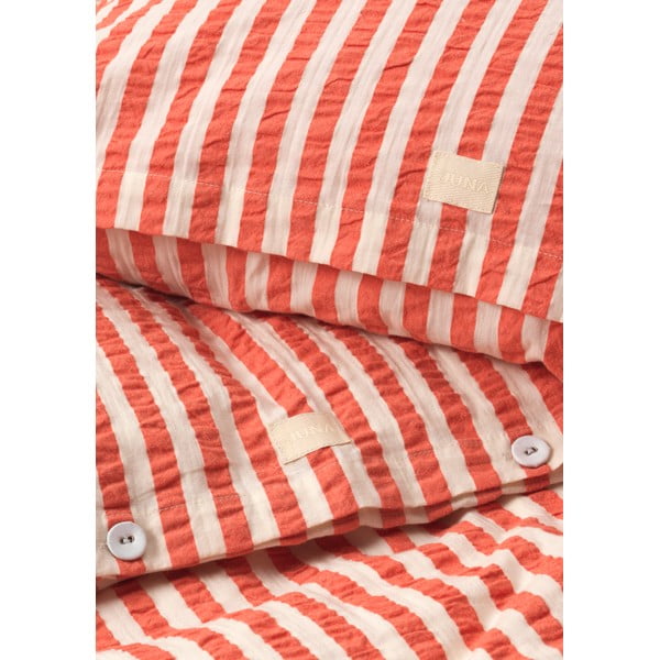 Lenjerie de pat cărămiziu/bej din țesătură crep pentru pat de o persoană 140x200 cm Bæk&Bølge – JUNA-image-3